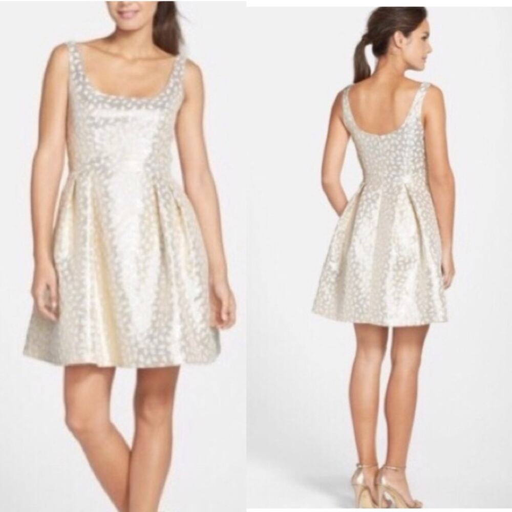 Shoshanna Gold & Cream Party Dress Size 6